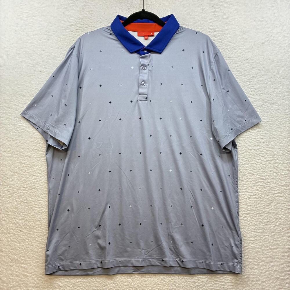 Redvanly Polo Shirt Mens 2XL Gray Cross Golf Performance Stretch MC 1916 Logo